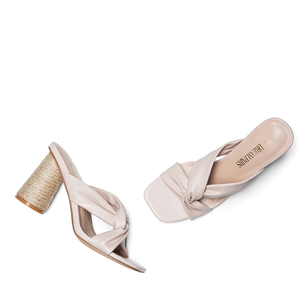 Square Toe Espadrille Heel Sandals - NUDE - 6